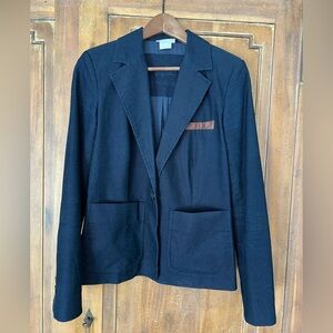 Lacoste Navy Blazer with Subtle Leather Details